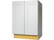 24 Inch Full Height Door Base Cabinet in Shaker White with 2 Soft Close Doors 1 Shelf 24