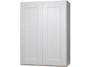 33 Inch Double Door Wall Cabinet in Shaker White with 2 Soft Close Doors 2 Adjustable Shelves 33 x 30 x 12