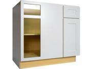 42 Inch Blind Corner Base Cabinet Left in Shaker White with 1 Soft Close Drawer 1 Soft Close Door 42