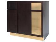 36 Inch Blind Corner Base Cabinet Left in Shaker Espresso with 1 Soft Close Drawer 1 Soft Close Door 36