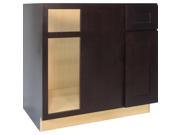 36 Inch Blind Corner Base Cabinet Right in Shaker Espresso with 1 Soft Close Drawer 1 Soft Close Door 36