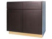33 Inch Base Cabinet in Shaker Espresso with 2 Soft Close Drawers 2 Soft Close Doors 1 Shelf 33