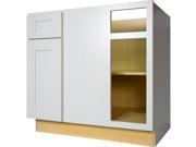 36 Inch Blind Corner Base Cabinet Right in Shaker White with 1 Soft Close Drawer 1 Soft Close Door 36