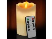 Gideon 5 Inch LED Flameless Candle Dripping Style Real Wax Flickering Motion with Remote Control Vanilla Scented Ivory