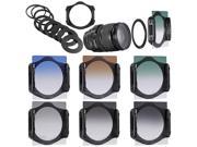 Neewer Graduated ND Filter Kit 3 Graduated Grey ND Filters ND2 ND4 ND8 3 Graduated Color Filters Green Orange Blue 9 Adapter Rings 1 Square Filter