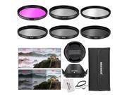 Neewer 52MM Camera Lens Filter Accessory Kit 52MM Filters UV CPL FLD ND2 ND4 ND8 Tulip Lens Hood Center Pinch Lens Cap Cap Keeper Leash Filter Pouch