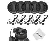 Neewer 58MM Camera Lens Cap Kit for CANON Rebel T5i T4i T3i T3 T2i T1i CANON EOS 700D 650D 600D 550D 500D 450D 5 58mm Lens Caps 5 Cap Keeper Leashes 1 M