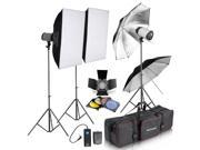 Neewer 750W Professional Photographic Studio Strobe Flash Light Kit Barn Door Soft Box Umbrellas Stands Lamps Trigger More