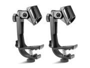 Neewer® 2 Pack Clip on Drum Mount Microphone Clamps Holders with Adjustable Height and Swivel Easy to Use Black