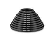 Neewer® 10 Pieces Anodized Black Metal Step down Adapter Ring Set