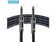 Neewer® ZB 24 10 Foot 3 Meters Guitar Instrument Cable with Standard 1 4 Inch Straight to Straight Plug Black Tweed Woven Jacket