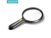 Neewer® 3 LED light 1.8X 5X Handheld Magnifier Ergonomic Handle Design Magnifying Glass Great for Senior Reading Hobby Crafts Computer Repair and Jewelry L