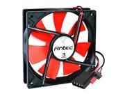 4.75 x 4.75 120mm Antec TriCool 3 Red LED Front Case Fan w 3 Speed Controller 4 Pin Connector Black Red