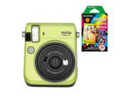 Fujifilm Instax Mini 70 Instant Camera with 10 Rainbow Film Sheets Kiwi Green