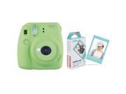 Fujifilm Instax Mini 9 Instant Camera Lime Green and 10 Count Sky Blue Film