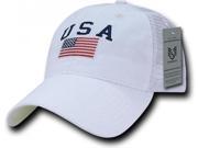 RapDom USA Flag Polo Mens Mesh Back Cap [White Adjustable]