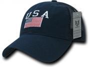 RapDom USA Flag Polo Mens Mesh Back Cap [Navy Blue Adjustable]