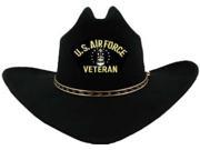 US Air Force Veteran Logo Patch Felt Cowboy Western Mens Hat [Black L XL]