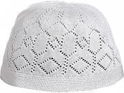 Madina Netted Design Knit Crocheted Kufi Cap [White]