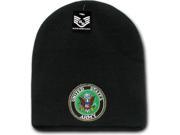 RapDom United States Army Emblem Military Work Short Beanie Cap [Black Adult]