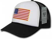 RapDom USA Flag Graphic Foam Trucker Mens Cap [Black Adjustable]