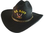 US Navy Logo Patch Felt Cowboy Western Mens Hat [Black L XL]