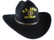 U.S. Army Veteran Logo Patch Felt Cowboy Western Mens Hat [Black L XL]