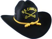 U.S. Cavalry Braid Patch Felt Cowboy Western Mens Hat [Black L XL]
