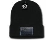 RapDom Tonal USA Flag Mens Cuff Beanie [Black]