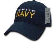 RapDom United States Navy Text Relaxed Cotton Mens Cap [Navy Blue Adjustable]