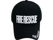 Fire Rescue Text Mens Cap [Black White Adjustable]