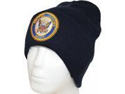 United States Navy Round Eagle Emblem Cuff Beanie Cap [Navy Blue Adult]
