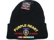 Purple Heart Vietnam Veteran Mens Cuff Beanie Skull Cap [Black]
