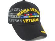 Korea Vietnam War Veteran Ribbon Shadow Mens Cap [Black Adjustable]