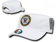RapDom United States Navy Eagle Logo The Private Mens Flat Top Cap [White Adjustable]