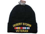 Desert Storm Veteran Ribbon Cuff Beanie Skull Cap [Black Adult]