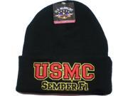USMC Semper Fi Mens Cuff Beanie Skull Cap [Black]