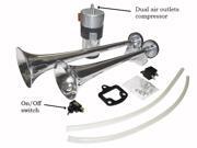 Viking Horns V607K Loud Chrome Metal Dual Trumpet Air Horn Kit With Hi/Lo Altrmating Sounds Viking Horns V607K Loud Chrome Metal Dual Trumpet Air Horn Kit With Hi/Lo Altrmating Sounds