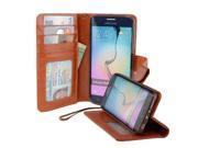 NAVOR® Protective Flip Wallet Case for Samsung Galaxy S6 Edge Brown