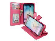 NAVOR® Protective Flip Wallet Case for Samsung Galaxy S6 Edge Hot Pink