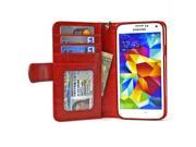 NAVOR® Protective Flip Wallet Case for Samsung Galaxy S5 Red