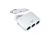 White Dual USB Car Charger Adapter with 3 Socket Cigarette Lighter Adapter DC Outlet Car Splitter Car Socket Adapter White Dual USB Car Charger Adapter with 3 Socket Cigarette Lighter Adapter DC Outlet Car Splitter Car Socket Adapter