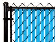 Chain Link Sky Blue Single Wall Ridged™ Privacy Slat 4ft High Fence Bottom Lock