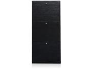 Furinno B W 3 Tier 3 Door Shoe Storage Cabinet Black FNAJ 11042 1
