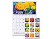 Monthly Wall Calendar Jan Dec 12 x17 Flower Garden Design