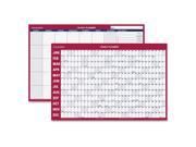 Horizontal Erasable Wall Planner 36 x 24 White Red 2017