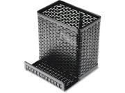 Urban Collection Punched Metal Pencil Cup Cell Phone Stand 3 1 2 x 3 1 2 Black