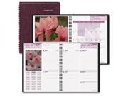 Wkly Monthly Planner 12 Month 8 1 4 x10 7 8 Floral Burgundy