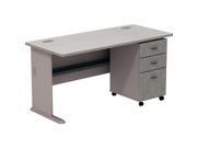 Bush BBF Series A 60W X 27D Desk with 3Dwr mobile Pedestal in Pewter
