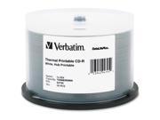 Verbatim CD R 700MB 52X DataLifePlus White Thermal Printable Hub Printable 50pk Spindle